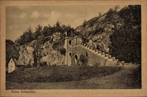 Ak Bad Lauterberg im Harz, Ruine Scharzfels, Ruine  Felsen, Treppe, Natur