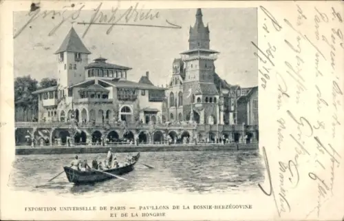 CPA Paris, Exposition 1900, Le pavillon de la Bosnie-Herzégovine et de la Hongrie