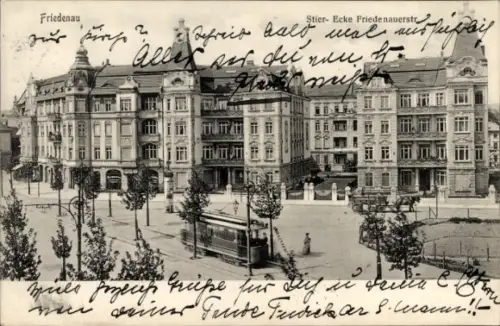 Ak Berlin Schöneberg Friedenau, Stierstraße Ecke Friedenauer Straße, Straßenbahn
