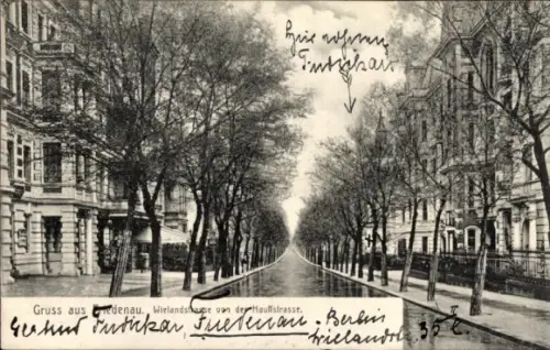 Ak Berlin Schöneberg Friedenau, Wielandstraße von der Hauffstraße gesehen