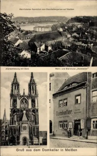 Ak Meißen an der Elbe, Fernblick auf  Albrechtsburg, Dom, Domkeller