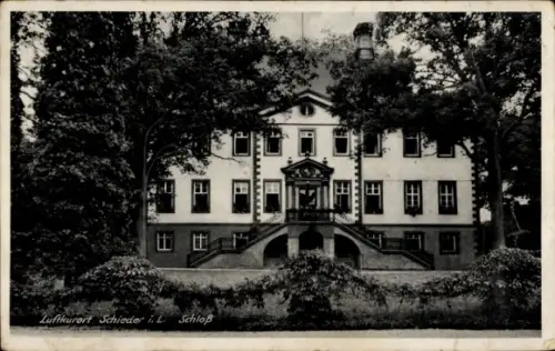 Ak Schieder Schwalenberg in Lippe, Schloss, Luftkurort Schieder i. L., Bäume, Architektur