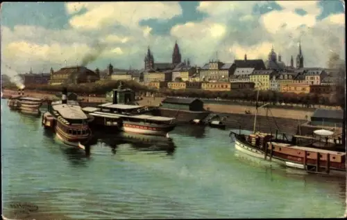 Künstler Ak Hoffmann, H., Mainz am Rhein, Stadt vom Rhein gesehen, Nr. 27