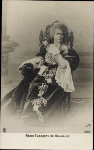 Ak Königin Elisabeth von Rumänien, Sitzportrait, RPH 7086, Carmen Sylva