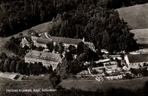 Ak Krumbach in Schwaben, Heilbad Krumbad, Fliegeraufnahme
