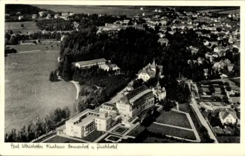 Ak Bad Wörishofen im Unterallgäu, Luftaufnahme von  Kurhaus Sonnenhof, Parkhotel, Landschaft