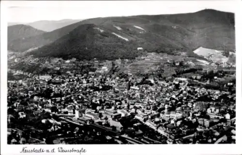 Ak Neustadt an der Weinstraße, Luftaufnahme von  Berge im Hintergrund