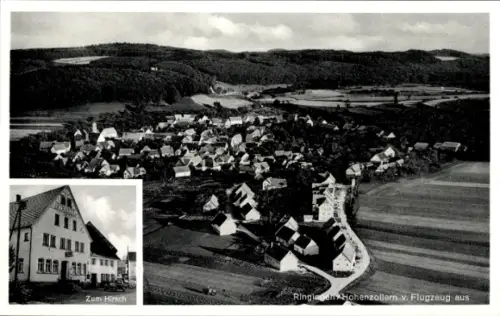 Ak Ringingen Burladingen Schwäbische Alb, Fliegeraufnahme, Gasthaus zum Hirsch