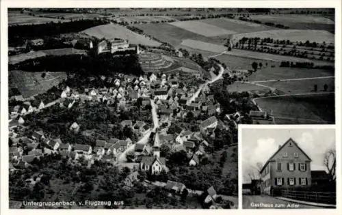 Ak Untergruppenbach in Württemberg, Luftaufnahme von  Gasthaus zum Adler, ländliche Umgebung