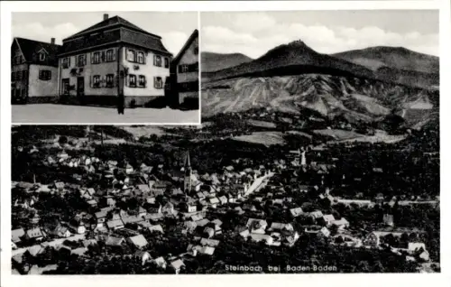 Ak Steinbach Baden Baden, Steinbach bei Baden-Baden, Landschaft, Häuser, Berg im Hintergrund