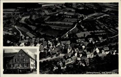 Ak Untergimpern Neckarbischofsheim Baden, Luftaufnahme von  Gasthaus z. Adler, ländliche Umgebung