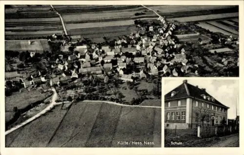 Ak Külte Volkmarsen in Hessen, Luftaufnahme, Schule