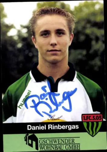 Autogrammkarte Fußballer Daniel Rinbergas, 1. FC 05 Schweinfurt, Autogramm