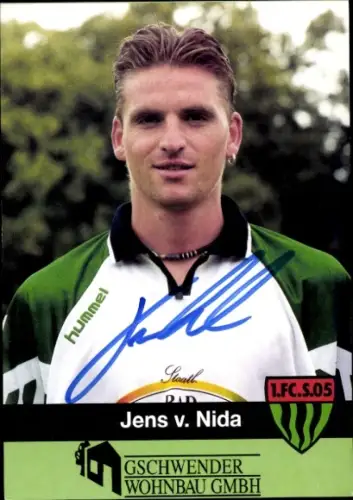 Autogrammkarte Fußballer Jens von Nida, 1. FC 05 Schweinfurt, Autogramm