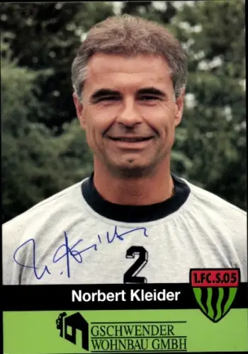 Autogrammkarte Fußballer Norbert Kleider, 1. FC 05 Schweinfurt, Autogramm