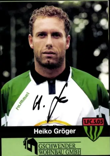 Autogrammkarte Fußballer Heiko Gröger, 1. FC 05 Schweinfurt, Autogramm