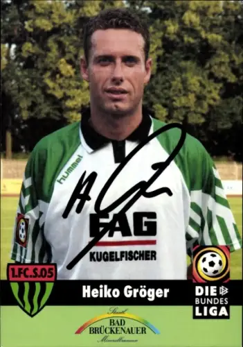 Autogrammkarte Fußballer Heiko Gröger, 1. FC 05 Schweinfurt, Autogramm