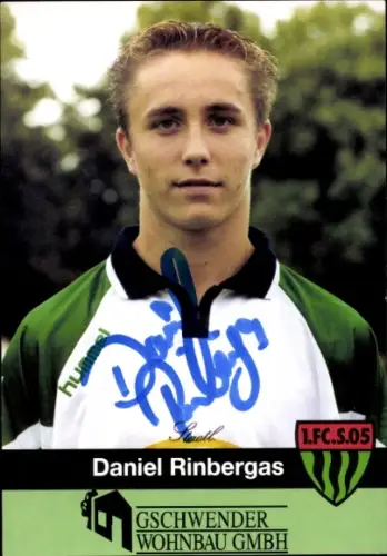 Autogrammkarte Fußballer Daniel Rinbergas, 1. FC 05 Schweinfurt, Autogramm