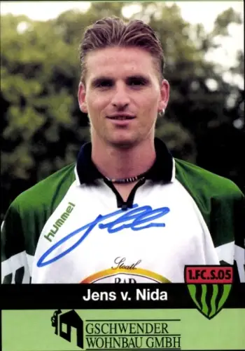 Autogrammkarte Fußballer Jens von Nida, 1. FC 05 Schweinfurt, Autogramm