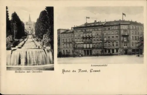 Ak Kassel in Hessen, Hotel du Nord, Herkules, Kaskaden