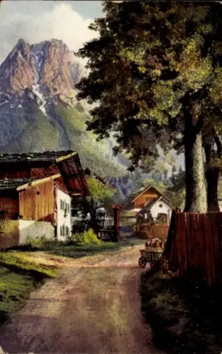 Ak Photochromie Nenke und Ostermaier 4425, Dorfstraße in Obergrainau