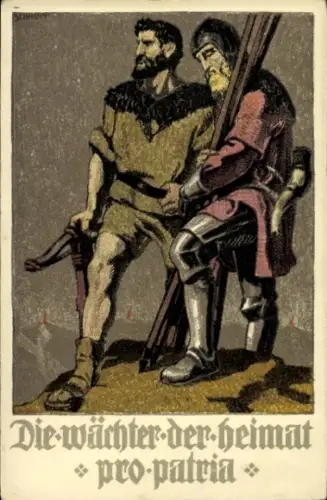 Ganzsachen Künstler Ak Schweizer Bundesfeier 1910, Die Wächter der Heimat, Pro Patria, Tell