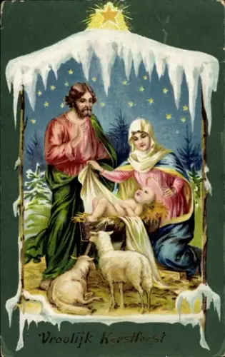 Ak Frohe Weihnachten, Heilige Familie
