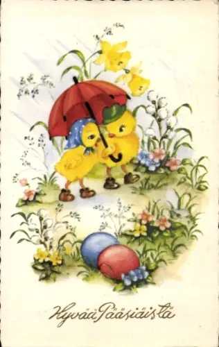 Ak Glückwunsch Ostern, Küken, Ostereier
