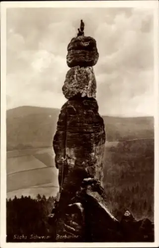 Ak Sächsische Schweiz, Barbarine, Kletterer