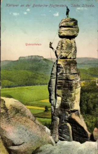 Ak Sächsische Schweiz, Kletterer,Barbarine,Pfaffenstein