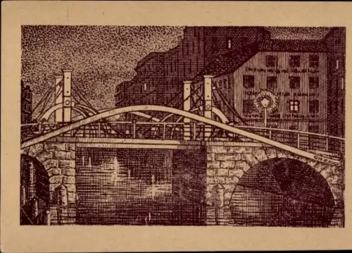 Künstler Ak Berlin, Jungfernbrücke bei Nacht