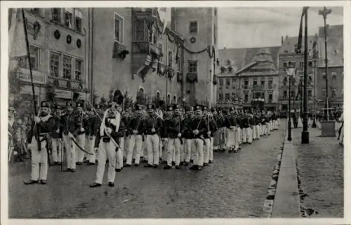 Ak Freiberg in Sachsen, Bergparade 1905 vor König Friedrich August III. von Sachsen
