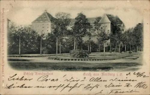 Relief Ak Freiberg in Sachsen, Schloss Freudenstein