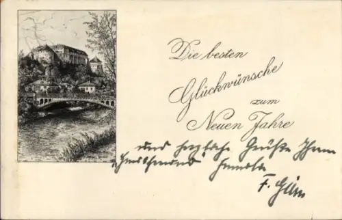 Ak Tübingen am Neckar, Alleebrücke, Schloss, Neujahr