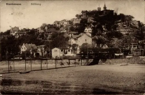 Ak Hamburg Blankenese, Elbstrand mit Süllberg