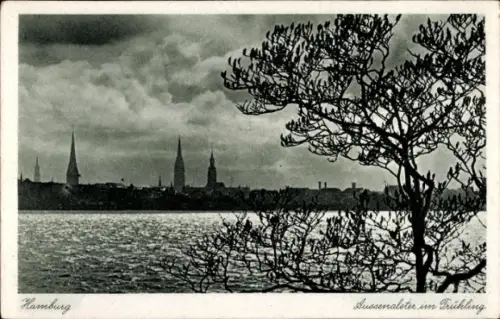 Ak Hamburg Mitte Neustadt, Außenalster im Frühling