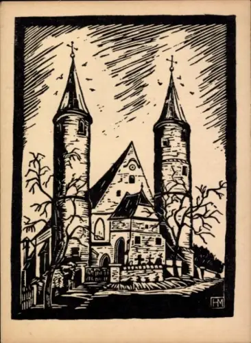 Künstler Ak Hamm, Jos., Berg Landshut in Niederbayern, Kirche Heilig Blut