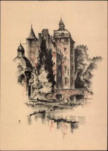 Künstler Ak Herrenshoff Korschenbroich am Niederrhein, Schloss Myllendonk