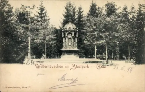 Ak Graz Steiermark, Wetterhäuschen, Stadtpark  Bäume, 26.1.99