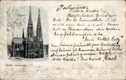 Ak Wien 1 Innere Stadt, Votivkirche in  , handschriftlicher Text