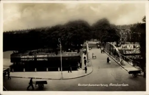 Ak Amsterdam Nordholland Niederlande, Rotterdammerbrug,  Menschen, Brücke, Transportmittel