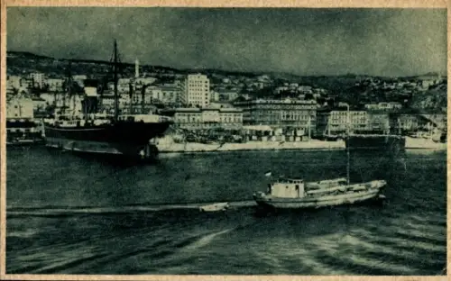 Ak Rijeka Fiume Kroatien, Hafenansicht, Schiffe, Stadtansicht, Rijeka