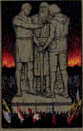 Ganzsachen Ak Schweiz, Bundesfeier 1915, Wir wollen sein ein einzig Volk