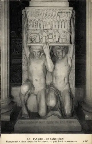 Ak Paris V Panthéon, Monument Aux Artistes inconnus, Paul Landowski
