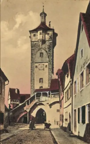 Ak Rothenburg ob der Tauber Mittelfranken, Klingentor,   Architektur, Straßenansicht
