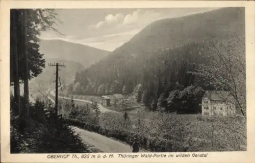 Ak Oberhof im Thüringer Wald, Thüringer Wald-Partie, Oberhof Th., wilde Landschaft, 825 m ü. d. M