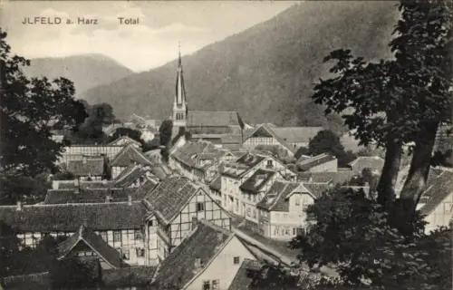 Ak Ilfeld am Harz Thüringen, Durchblick zum Ort