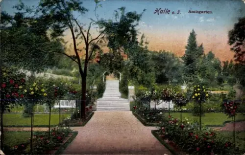 Ak Halle an der Saale, Amtsgarten