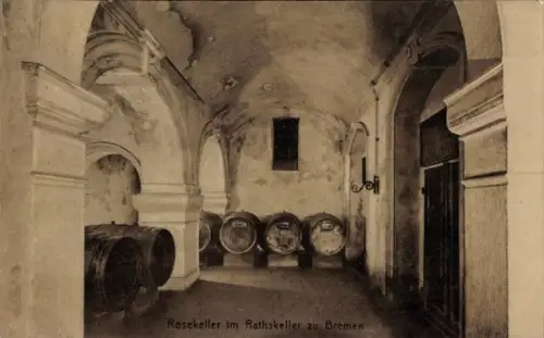 Ak Schnoor Bremen, Rosekeller, Rathskeller, Fässer, Bremen