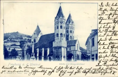 Ak Freyburg an der Unstrut,  Kirche, Kriegerdenkmal